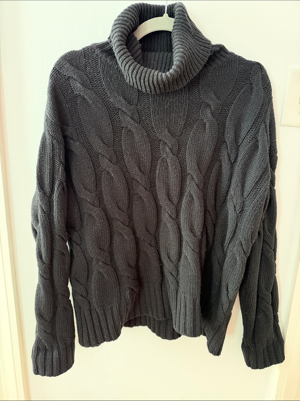 Black Barbour Cable-Knit Turtleneck Sweater